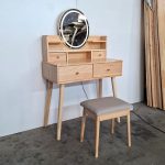 SUVA 80cm Solid Ash Wood Dressing Table Set-Natural - Image 9