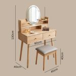 SUVA 80cm Solid Ash Wood Dressing Table Set-Natural - Image 6