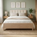 TAMPERE Full Solid Wood Queen King Bed Frame-White Wash