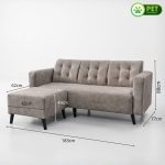 TARFUTO Pet Friendly 3 Seater Sofa With Stool-Brown - Image 3