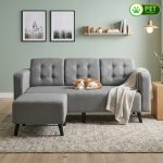 TARFUTO Pet Friendly 3 Seater Sofa With Stool-Grey