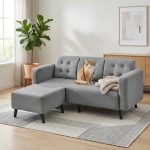 TARFUTO Pet Friendly 3 Seater Sofa With Stool-Grey - Image 2