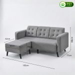TARFUTO Pet Friendly 3 Seater Sofa With Stool-Grey - Image 3