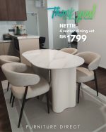 NETTIE 140cm Sintered Stone Dining Set-White - Image 9