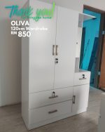 OLIVA 120cm Multi Storage Wardrobe-White - Image 6