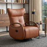TINKER Swivel Recliner Sofa-Brown PU