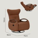 TINKER Swivel Recliner Sofa-Brown PU - Image 3