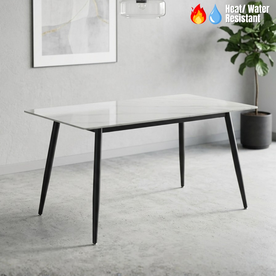 VALENCIA DT 140 VALENCIA 140cm Sintered Stone Dining Table-White - Image 1