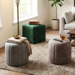 WOOLY Synthetic Fabric Round Pouf Stool-3 Colors