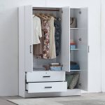 MESMIRA 120cm 3 Door 2 Drawer Wardrobe With Key Lock-White - Image 5