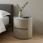 Y01 Round 2 Drawer Bedside Table-Grey