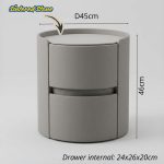 Y01 Round 2 Drawer Bedside Table-Grey - Image 3