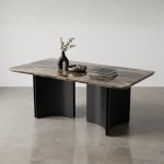 ZADAR 140-160cm Thicker Top Crystal Marble Table-Brown - Image 3