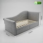 MOUGINS Single Size Drawer Storage Daybed-Grey - Image 6