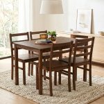 RIVEN Full Solid 4 Seater Dining Set-Cocoa