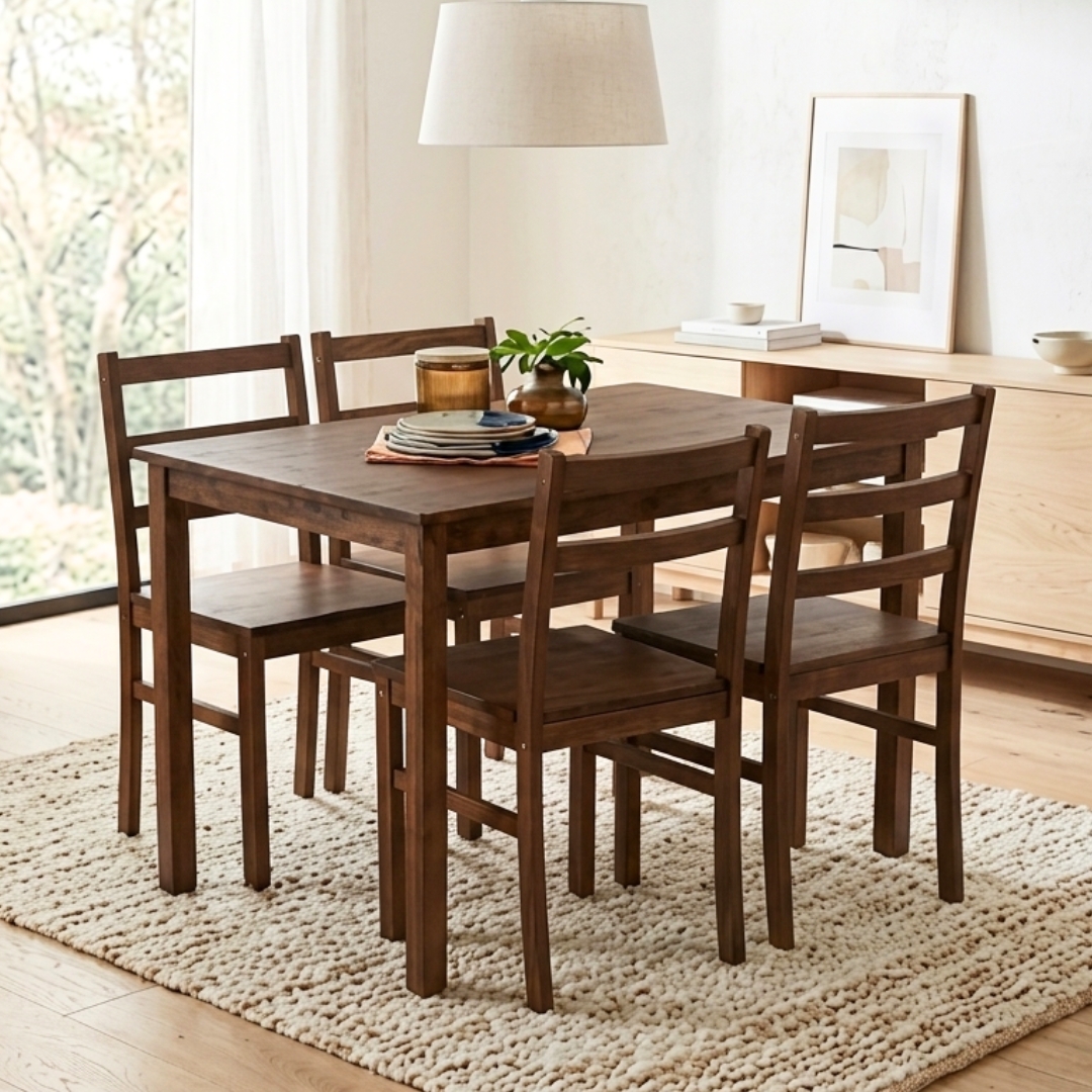 140033 RIVEN RIVEN Full Solid 4 Seater Dining Set-Cocoa - Image 1