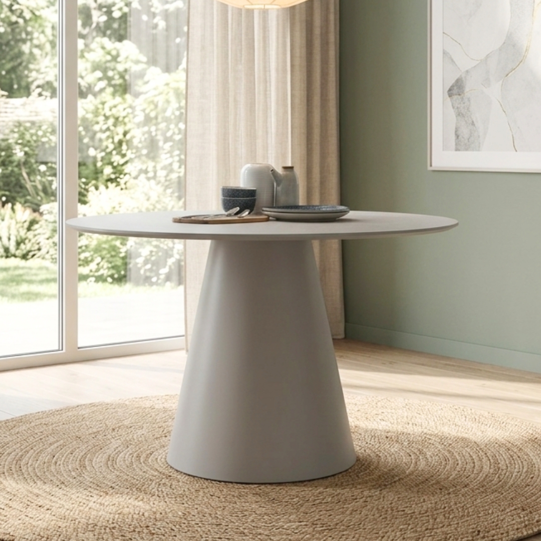 144102 GUNO-2 GUNO D120cm Melamine Top Dining Table-Grey - Image 1