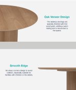 ZOLO D120cm Oak Veneer Top Round Table-Oak - Image 7