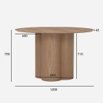 ZOLO D120cm Oak Veneer Top Round Table-Oak - Image 10