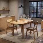 DORIC 30+80+30cm Drop Leaf Extension Table-Natural - Image 5