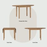 DORIC 30+80+30cm Drop Leaf Extension Table-Natural - Image 12