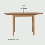 DORIC 30+80+30cm Drop Leaf Extension Table-Natural - Image 11
