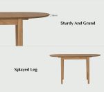 DORIC 30+80+30cm Drop Leaf Extension Table-Natural - Image 9