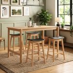 HENKY 4 Seater Counter Bar Set-Natural - Image 3