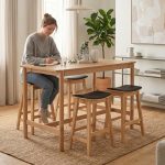 HENKY 4 Seater Counter Bar Set-Natural - Image 2