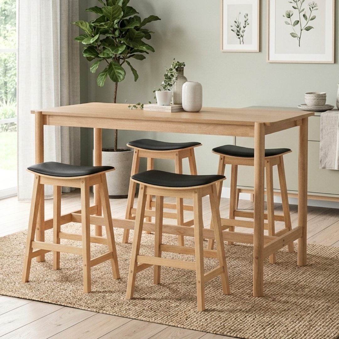 144125 HENKY SET HENKY 4 Seater Counter Bar Set-Natural - Image 1
