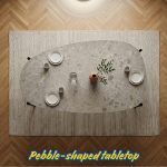 SUVAE 160cm Peddle Shaped Melamine Dining Table-Grey - Image 2