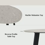 SUVAE 160cm Peddle Shaped Melamine Dining Table-Grey - Image 4