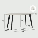 SUVAE 160cm Peddle Shaped Melamine Dining Table-Grey - Image 6