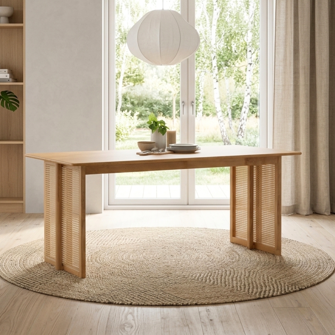 146173 KOMAR KOMAR 180cm Full Solid Dining Table-Natural Oak - Image 1