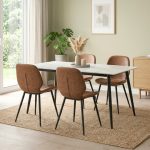 NEZO 4 Seater Sintered Stone Dining Set-Brown - Image 2