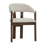 [Set of 2] NANI Fleece Fabric Dining Arm Chair-Cocoa - Image 2