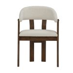 [Set of 2] NANI Fleece Fabric Dining Arm Chair-Cocoa - Image 4