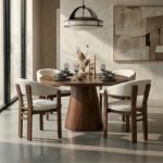 [Set of 2] NANI Fleece Fabric Dining Arm Chair-Cocoa - Image 8