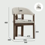 [Set of 2] NANI Fleece Fabric Dining Arm Chair-Cocoa - Image 6