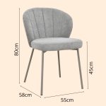 [Set of 2] DOLLA Curved Back Dining Chair-Grey - Image 3
