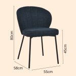 [Set of 2] DOLLA Curved Back Dining Chair-Blue - Image 3