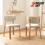 [Set of 2] SIERY Curved Back Dining Chair-Beige