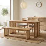 KOMAR 150CM Wooden Bench Chair-Natural Oak - Image 2