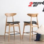 [Set of 2] TELYN 25" Counter Bar Chair-Natural