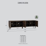 TOBO 180cm 4 Membrane Doors TV Cabinet-Walnut - Image 6