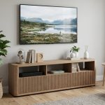 KOMAR 180cm 3 Flutter Doors TV Cabinet-Dark Oak - Image 2