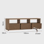 KOMAR 180cm 3 Flutter Doors TV Cabinet-Dark Oak - Image 3