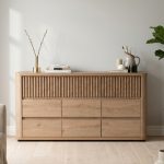 KOMAR 150cm 9 Flutter Drawer Storage Cabinet-Dark Oak