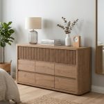 KOMAR 150cm 9 Flutter Drawer Storage Cabinet-Dark Oak - Image 3