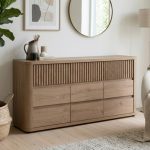 KOMAR 150cm 9 Flutter Drawer Storage Cabinet-Dark Oak - Image 2